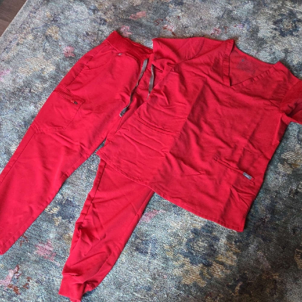Red Scrub Set